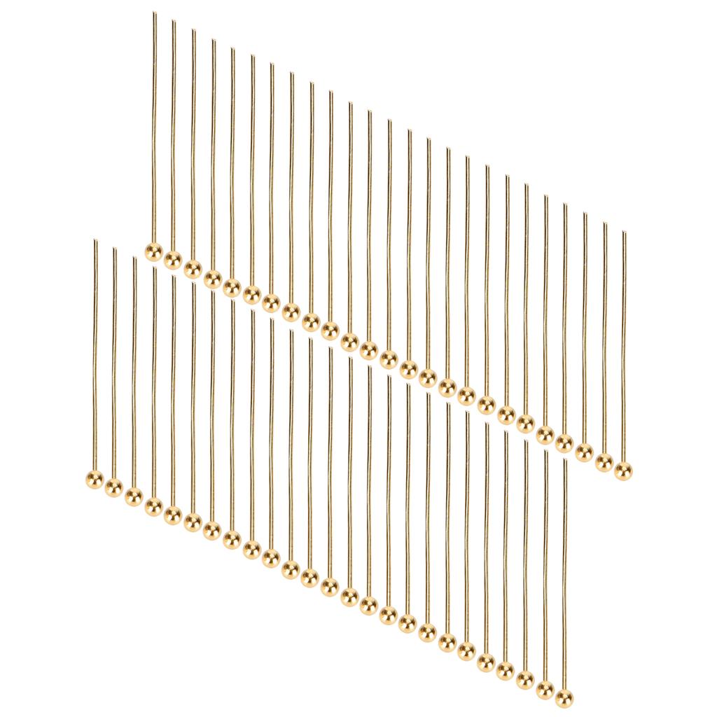 50pcs Ball Head Pins Jewelry Pendant DIY Craft Bead Making Parts Accessory SuppliesGold 30mm   1.18in