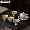 Gilt Silver Interlock Branch Lotus Tea Set Complete Set Boutique Tea Ceremony Set Teapot And Tea Cup Set Teaware Ornaments Craft