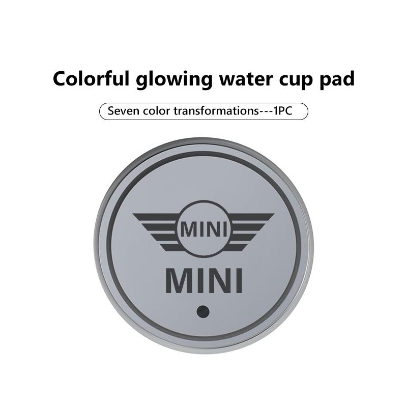 For MINI Car Cup Holder Bottom Pad 7 Color Luminous LED Coaster Cooper One S JCW Countryman R56 R50 R53 R55 F56 F55
