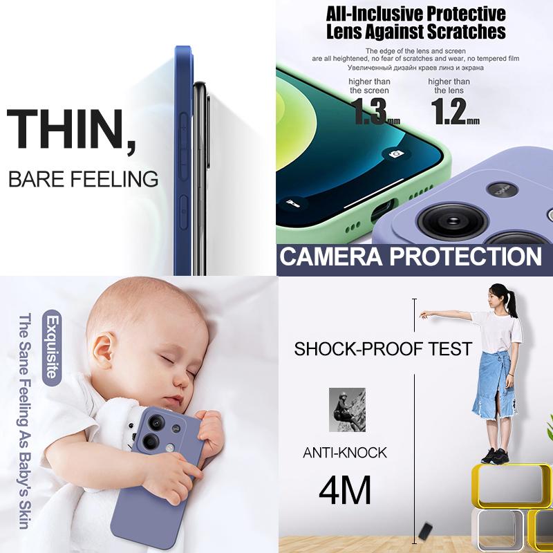 Für Redmi Note 13 Hülle Quadratische Flüssigsilikon Handyhülle Für Xiaomi Redmi Note 13 Note13 Pro Note13Pro Plus Weiche Rückseite