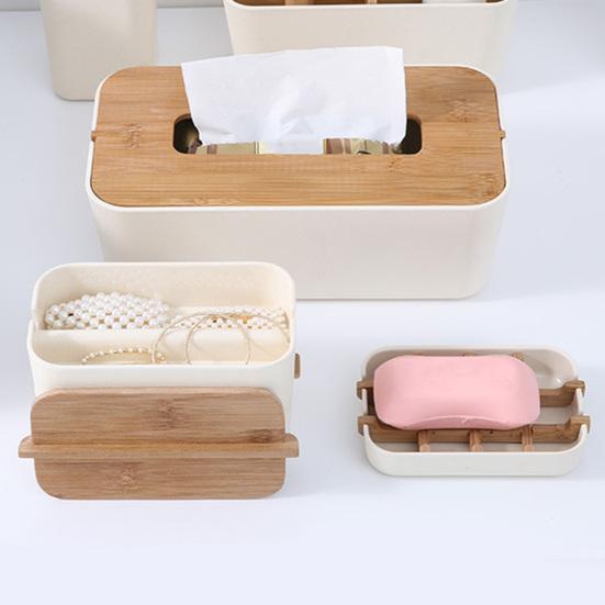 1/2Pcs Bamboo Soap Dish Shower Soap Bar Holder Bamboo Drain Rack Bathroom Soap Tray Anti-slip Bottom Soap Box