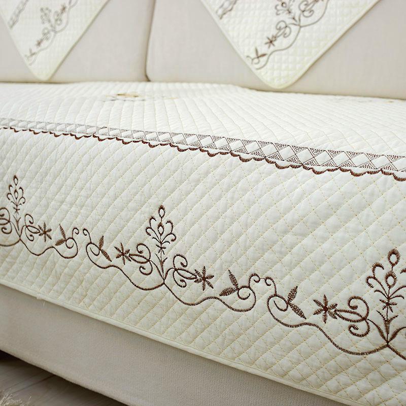 Summer Pure Cotton Washed Sofa Cushion Four Seasons Universal Non-Slip Embroidery Simple Cloth Cotton Backrest Towel Cover Cloth