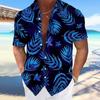 Herren Blätter Tropische Pflanzen Neon Leuchten Sommer Hawaiianisches Hemd Aloha Hemd Kurzarm Hawaiianischer Urlaub Strandkleidung Sommer