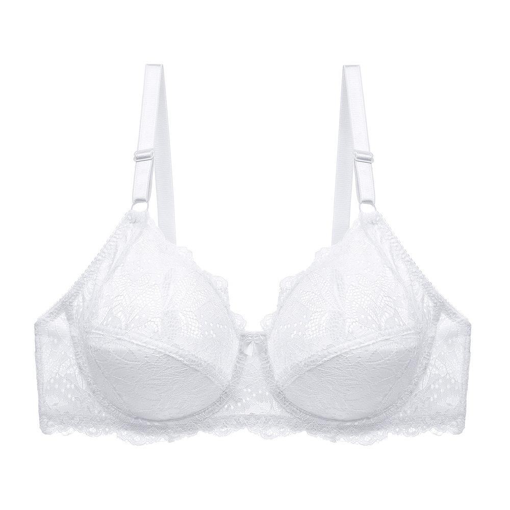Plus Size Sexy Deep V Lace Backless Bra For Women 85D белый