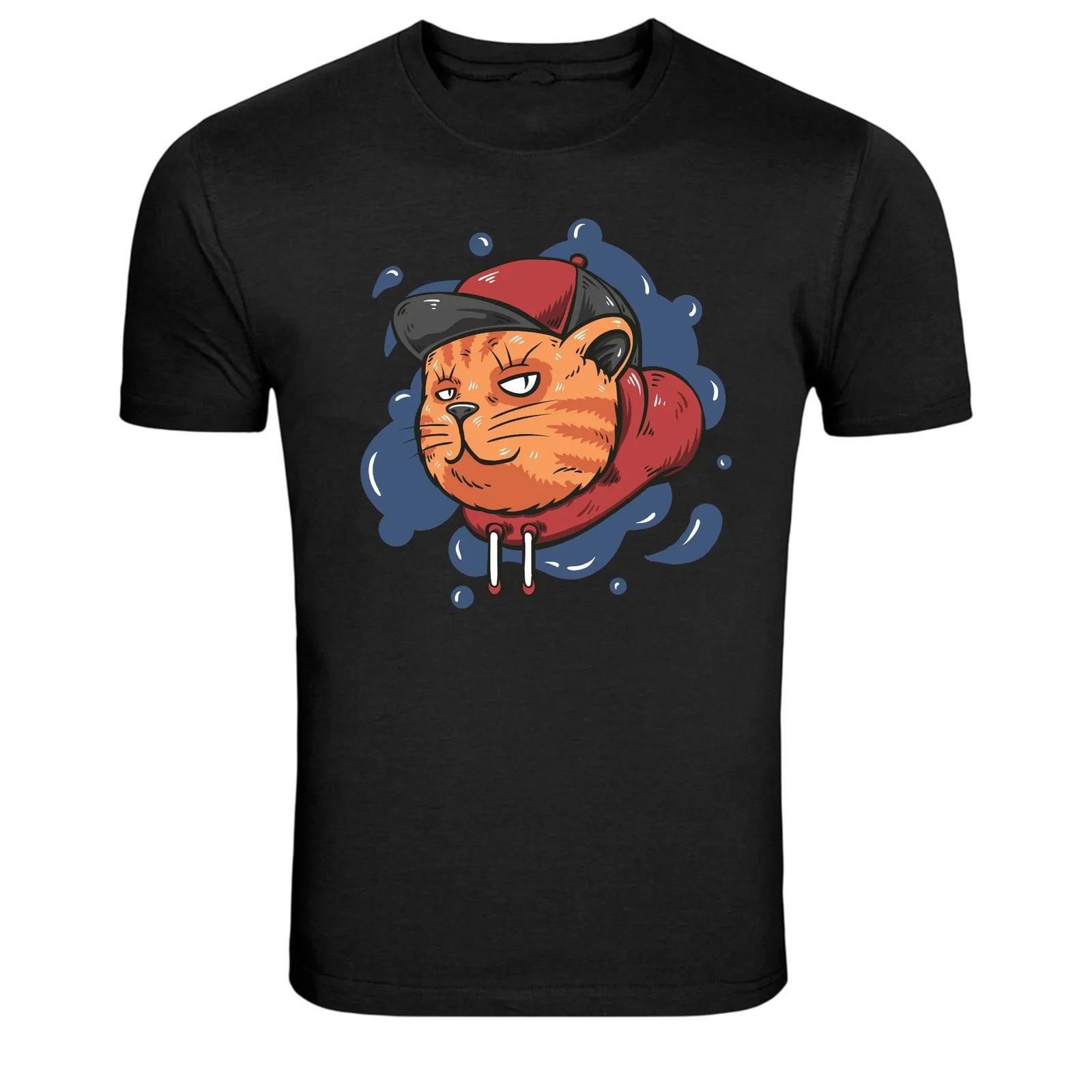 Cool Cat Hoodie Cartoon Street Style Graphic T-Shirt M