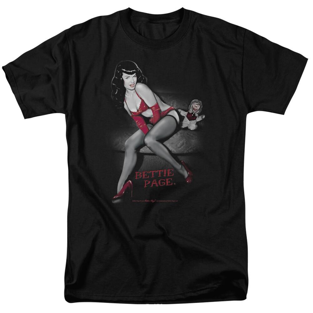 Bettie Page Monkey Business T Shirt Licensed 1950 s Pin Up Girl Model Tee Black M