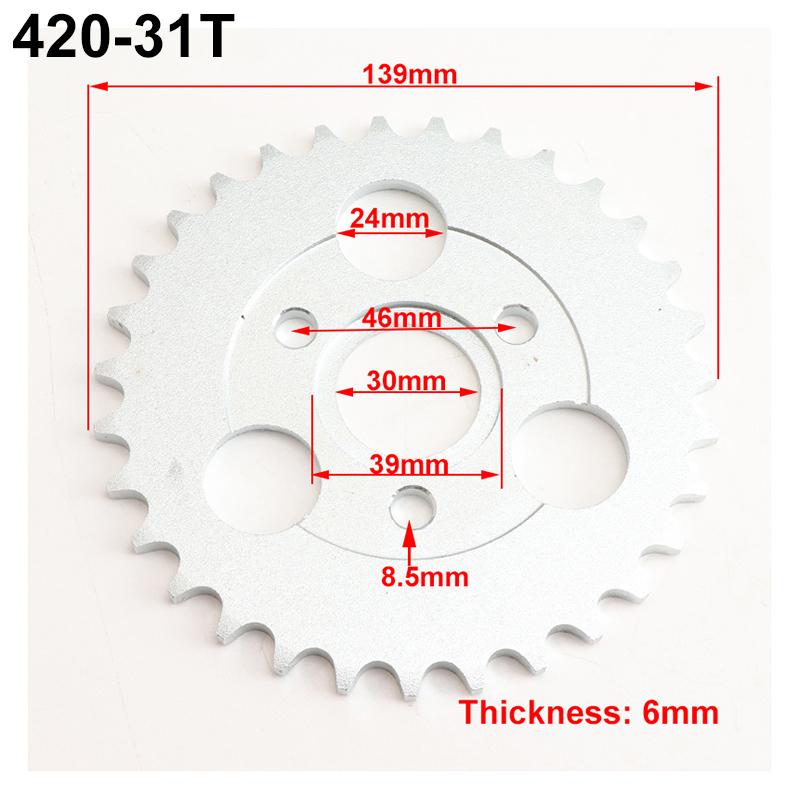 Motorcycle 24T/26T/28T/29T/31T/35T/37T Teeth 30mm Rear Gear Sprocket Fit For Honda Monkey Motorbike Pit Dirt Bike 420/428 Chain