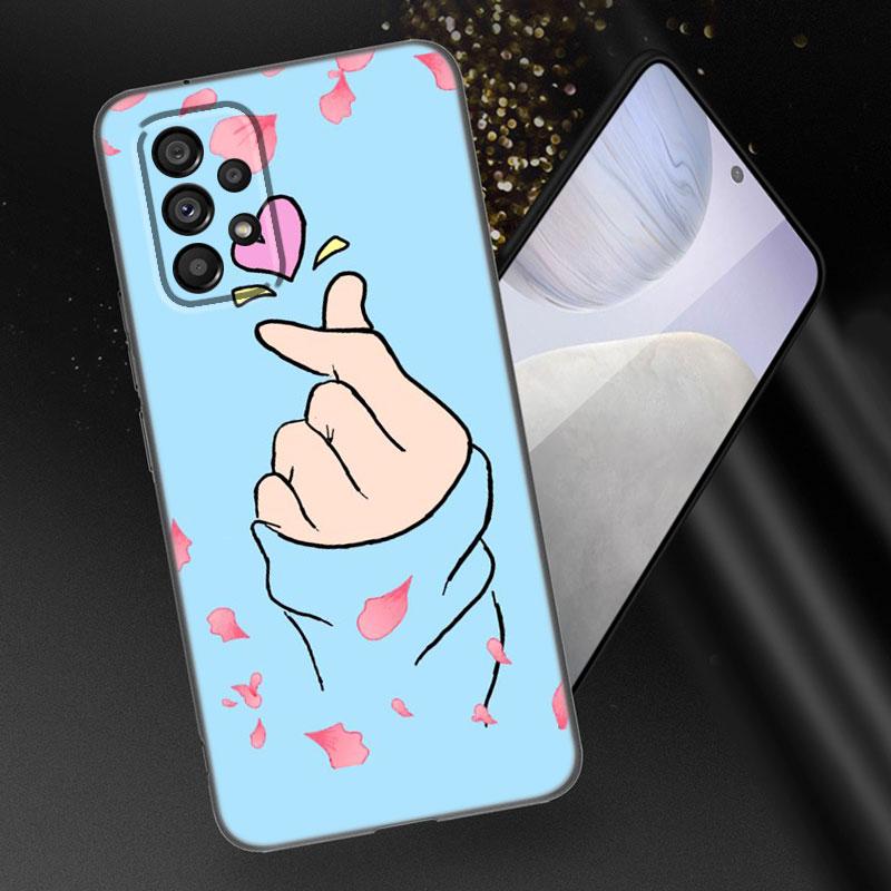 Love On The Finger Kpop Case For Samsung A04 A21 A30 A50 A52 S A13 A14 A22 A23 A32 A53 A73 5G A11 A12 A31 A33 A51 A70 A71 A72