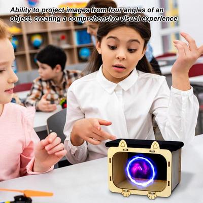 Projektor Hologramowy na Telefon Drewniany Mini DIY Kartonowy Kino Domowe Teatr Mobilny Smartfon Wyświetlacz Hologramowy Stojaki Projektor Multi