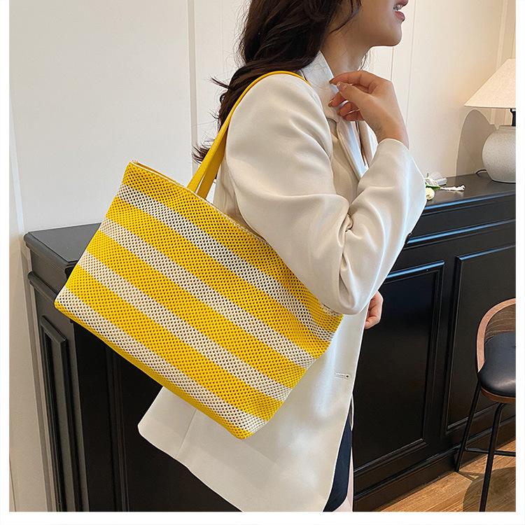 Premium Tote Bag Woven Large Capacity Shoulder Women's Bag Lazy Wind Lightweight Vacation Bag Shopping Bag