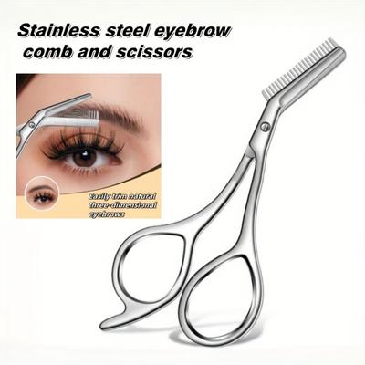 With Eyebrow Comb Facial Hair Grooming Tool Stainless Steel Eyebrow Shaver Tool  Grooming