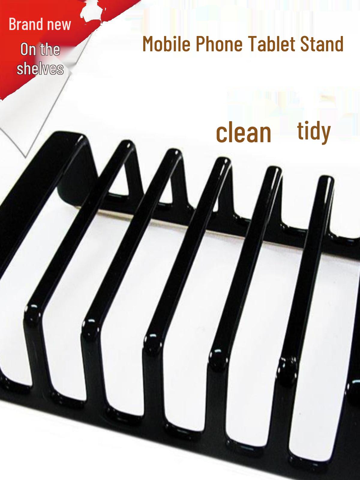 

iJYOO Multifunctional Iron Desktop Stands with Storage Base – Holds 6, 10, or 15 Devices 6-Slot White
