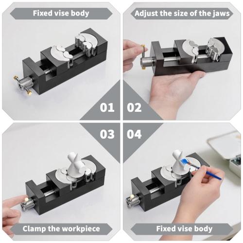 WhiteRhino Mini Vise Clamp, Smart Fractal Vise, Drill Press Vise, Bench Vise, Heavy-Duty Self-Adjusting Aerospace-Grade Aluminum Alloy & Precision CNC