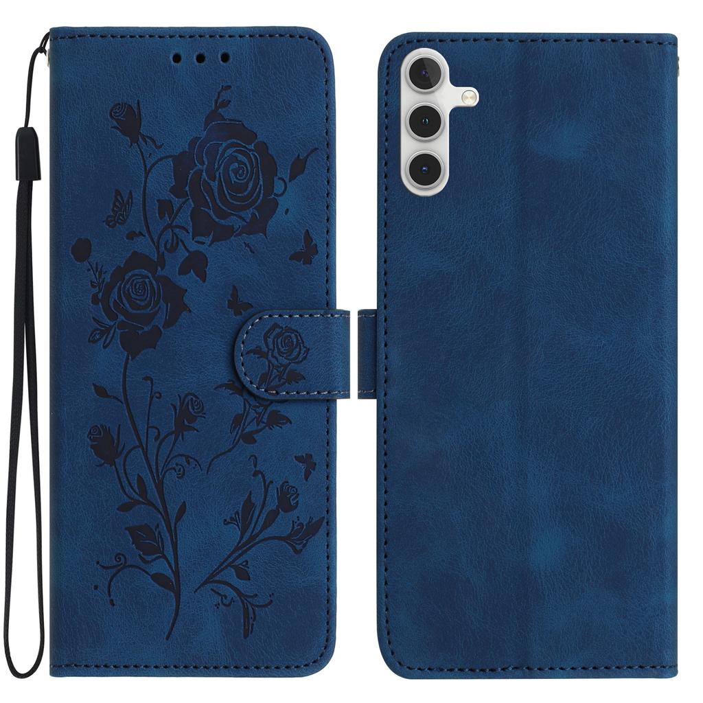 For Samsung Galaxy A16 5G/A16 4G Wallet Case Rose Pattern Imprinted Leather Flip Stand Phone Cover