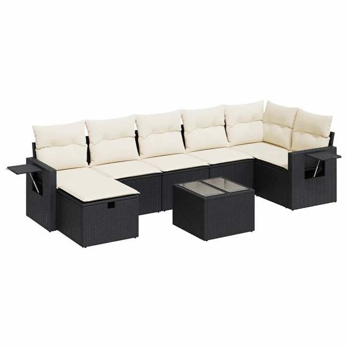 VidaXL Salon de jardin 8 pcs avec coussins noir résine tressée 3325512