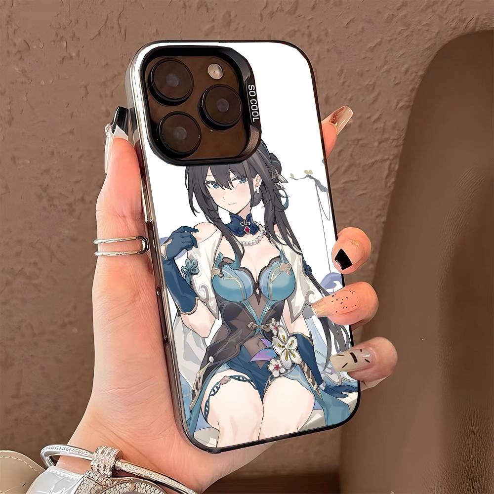 Honkai Star Rail Ruan Mei Handyhülle für iPhone 17 17Air 16 15 14 13 12 11 Pro Max Plus Bunt Silber