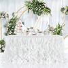 Multicolored Tulle Table Skirt, Fit for Rectangle and Round Tables - Sheer Ruched Willow Tabletop Decoration, Chiffon Pleated Table Cloth