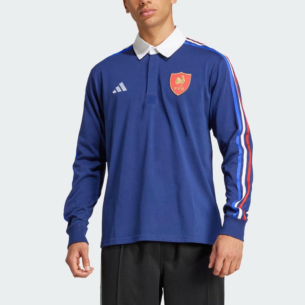 Adidas Ffr Culture Jsy Fashion Soft Pullover Long Sleeve Rugby Shirt Men Tops Dark-Blue JP0364