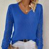 Maglioni casual da donna primaverili e autunnali, maglioni in maglia con scollo a V tinta unita, pullover in maglia