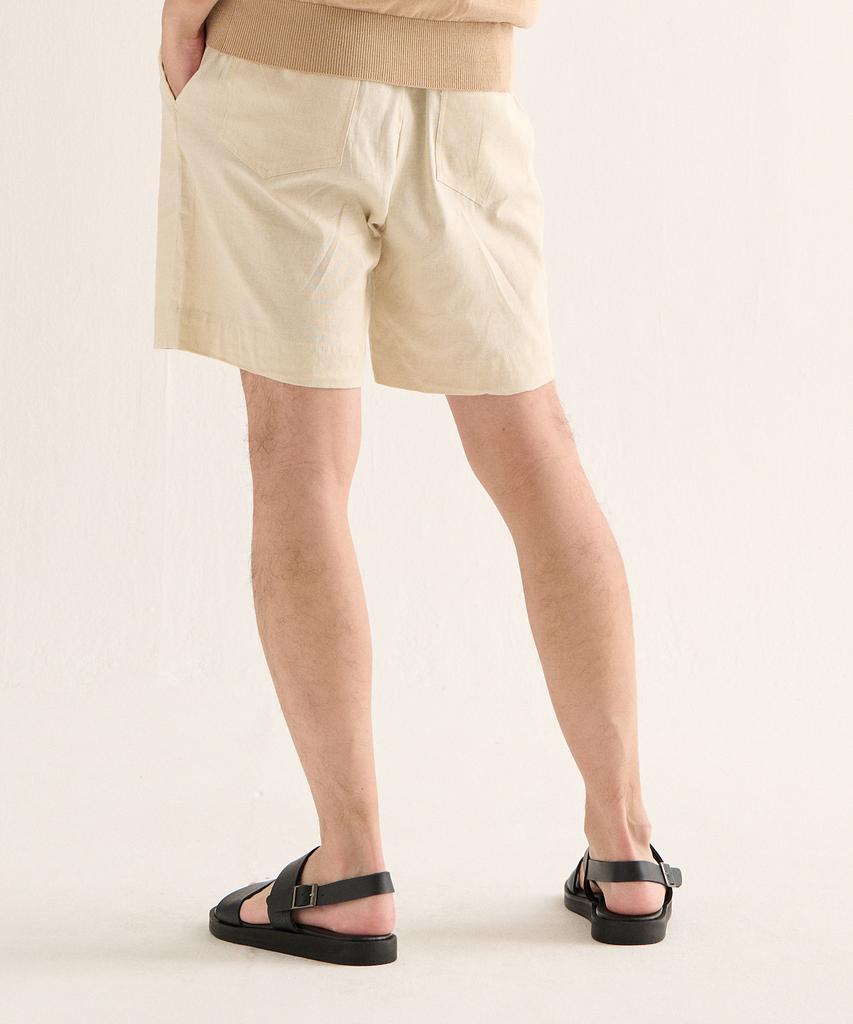 ANALOG MOOD Roll-Up Linen Shorts (Beige)