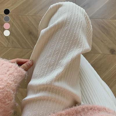 Kadın Yüksek Bel Örme Geniş Paça Pantolon - İlkbahar/Sonbahar Beyaz Günlük Pantolon