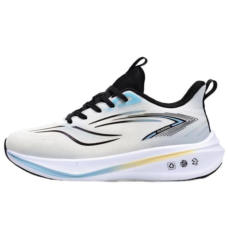 Men's Carbon Fiber Fleece-Lined Sneakers, Leather Surface, Sizes 45-48, Ideal for Middle and High School Students, Running, and Racing.