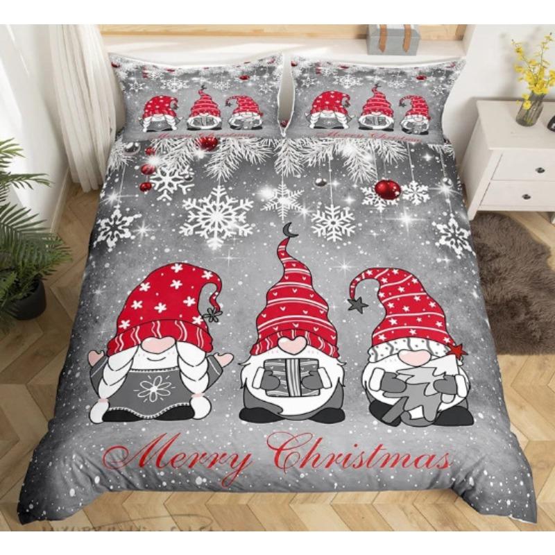 3D Digital Printing Christmas Three-Piece Set, Holiday Decoration Bedding Set