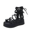 New Round Head Set Toe Women's Shoes Thick Soled Roman Sandals Tide Hollow Cold Boots Women