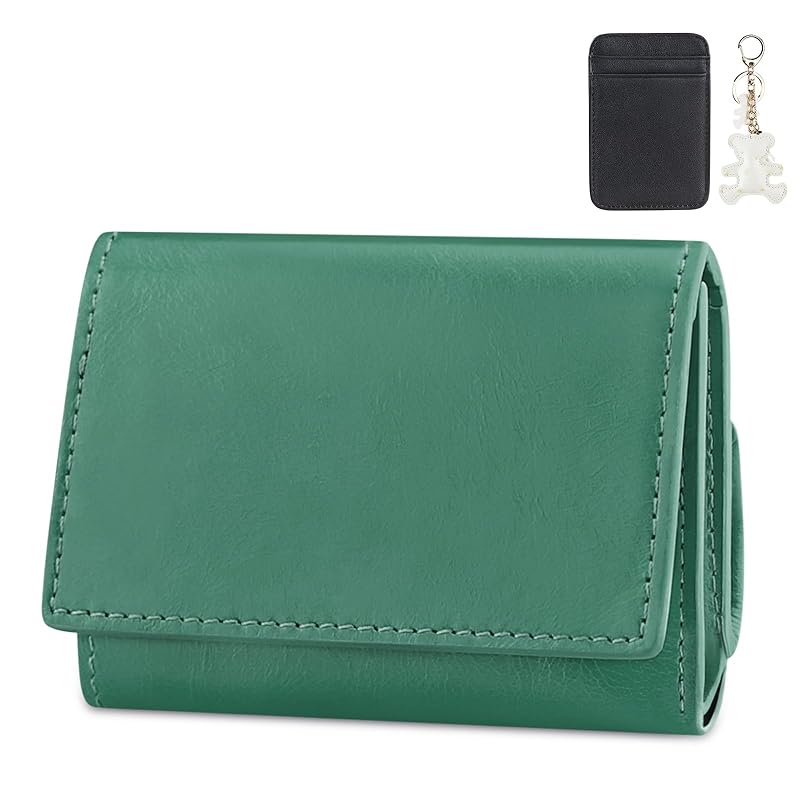 

[F.ZH] mini wallet men s ladies trifold wallet genuine leather small wallet compact 2 bill compartments With coin purse card holder button type large