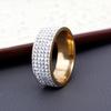 Five-row Diamond Titanium Steel Ring Women, Popular Diamond Ring Fashion Couple Diamond Ring Hand Jewelry