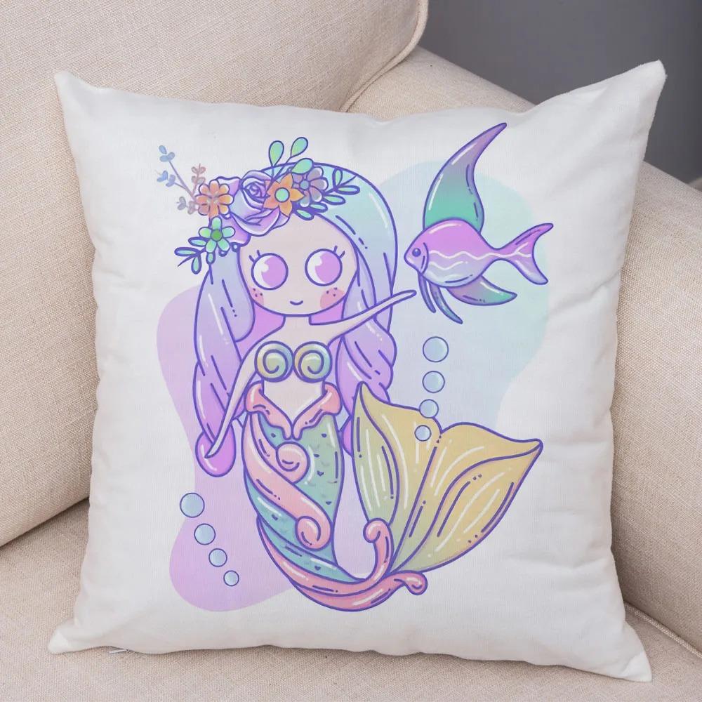 Taie d'Oreiller Décorative En Forme De Sirène Mignonne, Ornements De Bureau, De Salon, De Maison