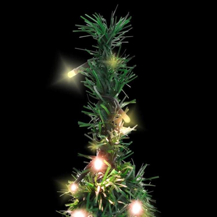 VidaXL Collapsible Artificial Christmas Tree 50 LED Green, Christmas Tree with Lights, Holiday Party Home Decoration 357751
