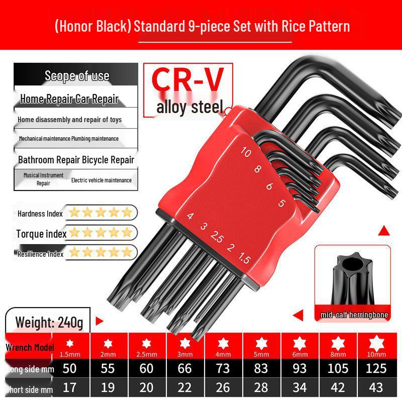 

Metric Star-shaped Hex Key Set with T-handle and Internal 6-point Screwdriver