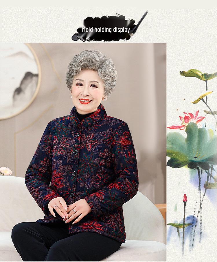 Elegant Winter Velvet-Cotton Jacket for Middle-Aged & Elderly Women