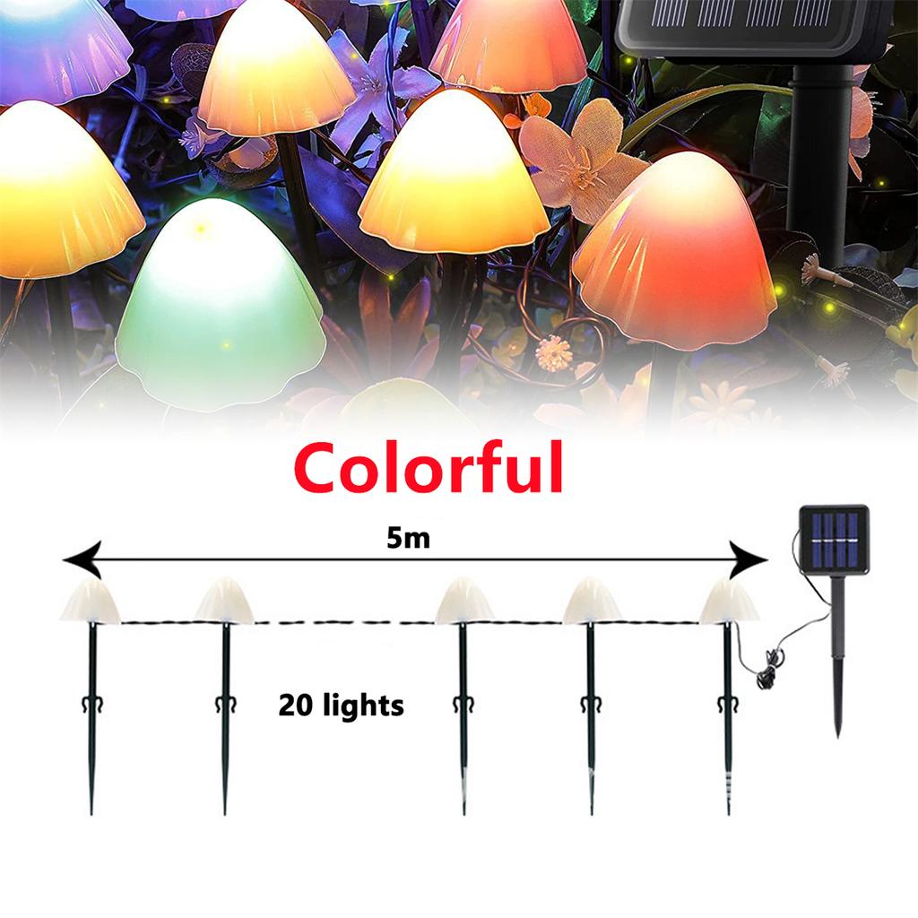 1 Set Mushroom-Shaped Lights Battery/Solar Energy/USB Interface Powered Lights Garden Lawn Waterproof Decor Lamp 3 Light Colors