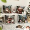 Christmas Theme Sofa Pillow Cover Snowman Print Cushion Cover Polyester Pillow Cover Car Cushion Cover