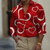 Men's Romantic Gift Heart-shaped Shirt Long Sleeve Fashion Casual Summer Spring Fall Turndown Button Up Shirts