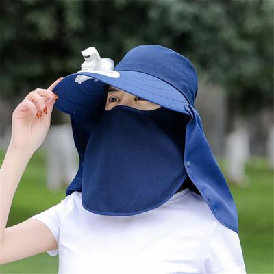 Sunscreen  Hats With Fan+neck Face Flap Sun Caps For Outdoor Fishing Sports