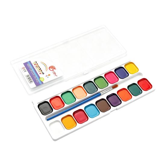 Holiday Card Making Supplies Watercolor Paint Set, Portable Washable Solid Palette, Bright Art Colors Pigment Kit, for Kids Beginners Illustrations