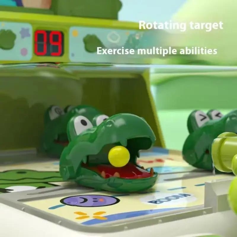 Crocodile Pinball Game Machine Multiplayer Table Marbles Game Music Light Kids Toy Cartoon Scoring Challenge Athletic Bead Table
