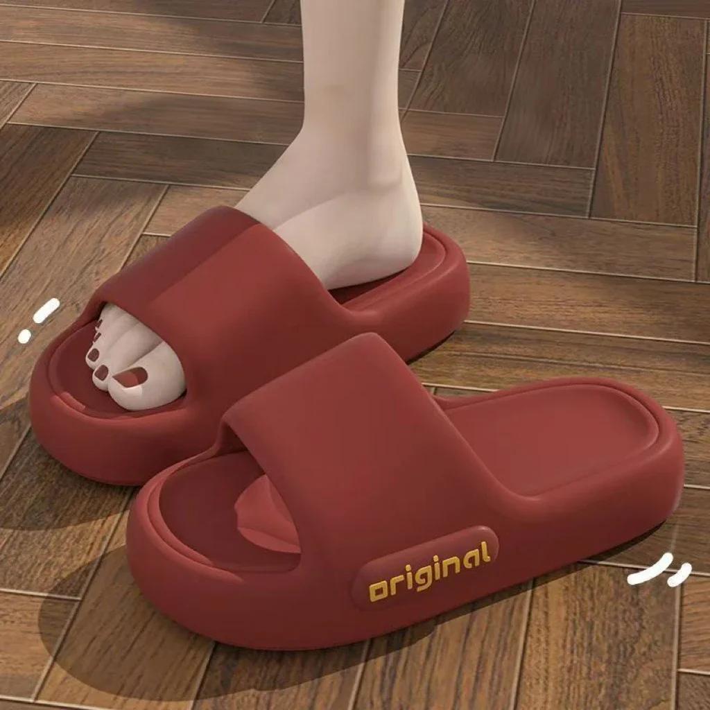 Summer Platform Cloud Slippers Women Comfy Solid Color Soft Sole EVA Pillow Slides female Couple Non Slip Beach Flip Flops