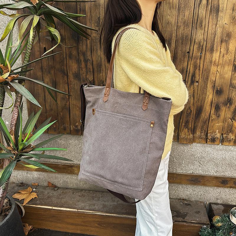 Stylish simple large-capacity canvas retro style women's tutoring bag tote bag commuter versatile shoulder messenger bag
