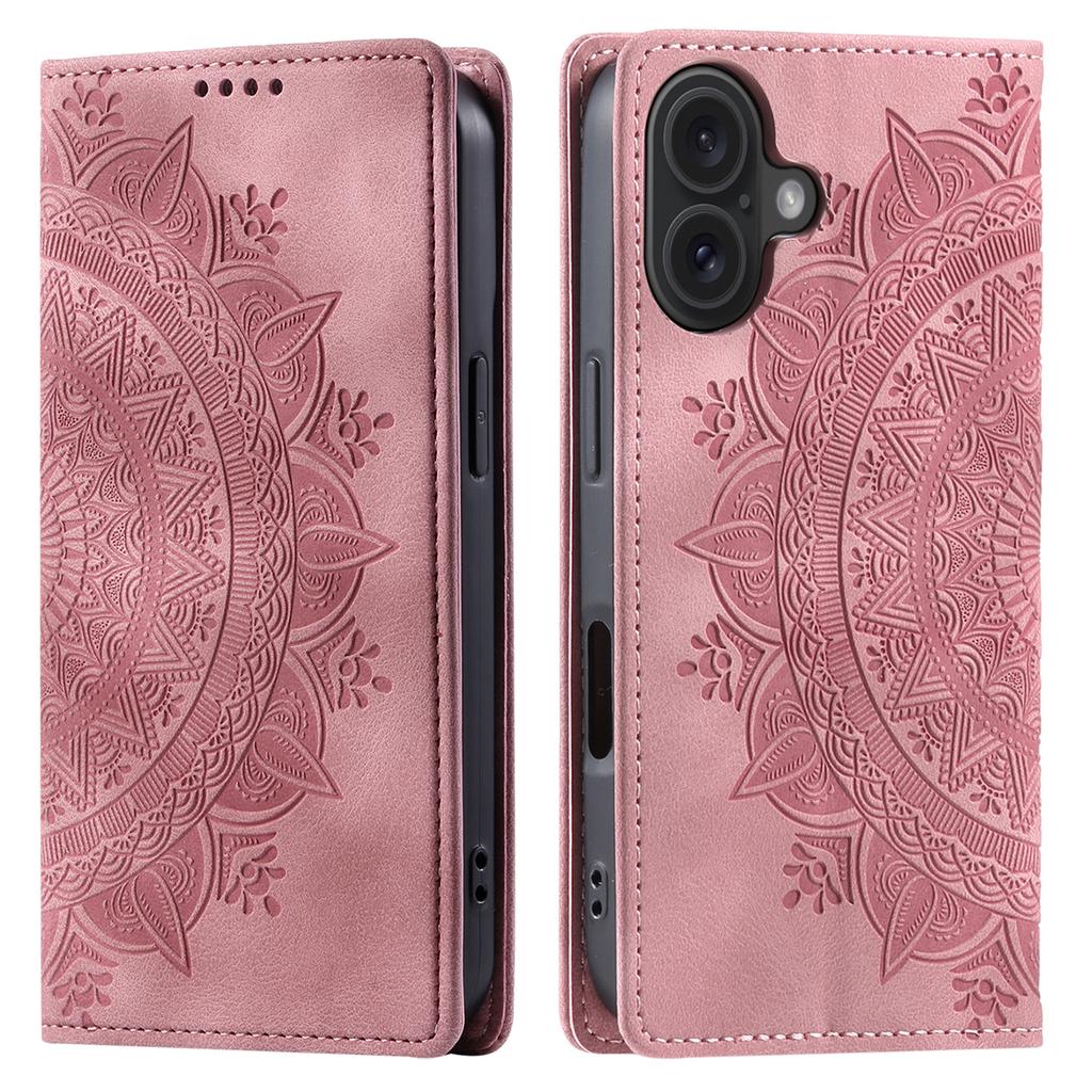 Style-010 For iPhone 16 Case Magnetic Closing Leather Phone Cover Pattern Imprinted