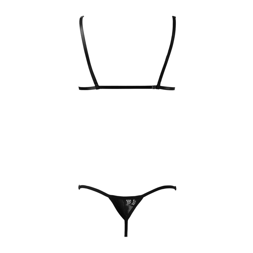 Plus Size Men's 2 Pieces Bikini Suit Gay Cross-Dressing Thongs Bra Lace Sexy See-Through Underwear Suit
