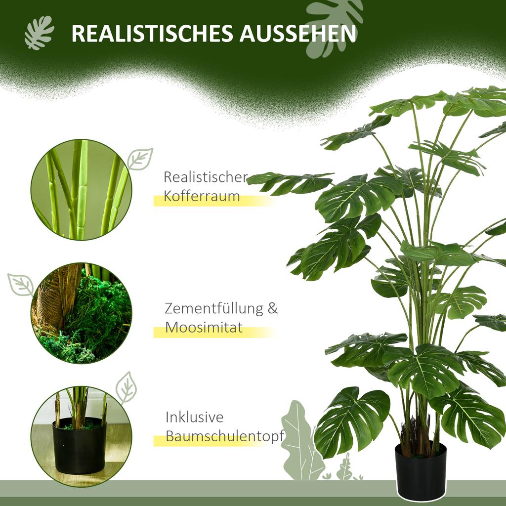 180 Cm Artificial Plant, with Planter, Artificial Moss, Indoor Plant for Living Room, Realistic Look, Green