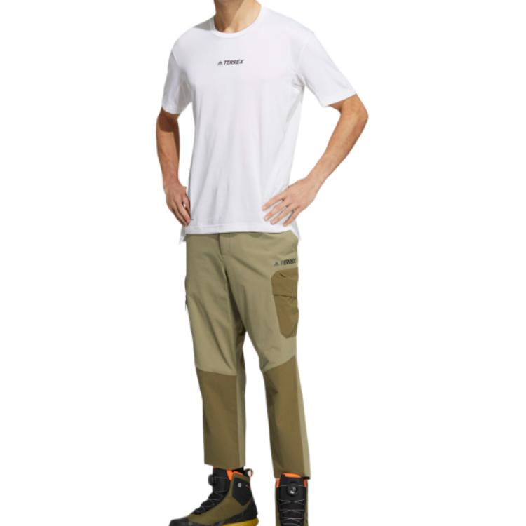 Adidas Logo Print Mid-Rise Straight-Leg Sports Pants Men Pants Green HN2054