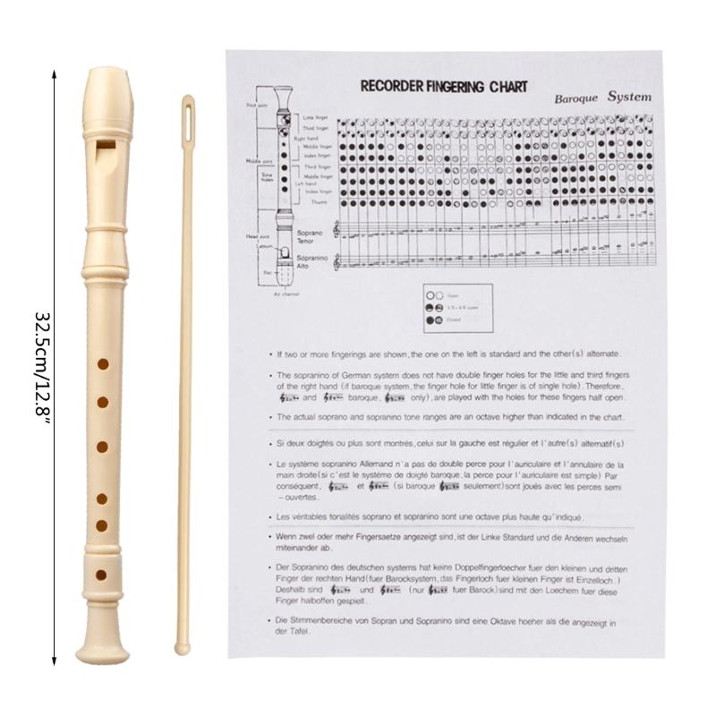 Soprano Recorder Hole 6/8 Hole C Key Descant Recorder German Style Treble Flute for Kids with Cleaning Rod & Storage Bag