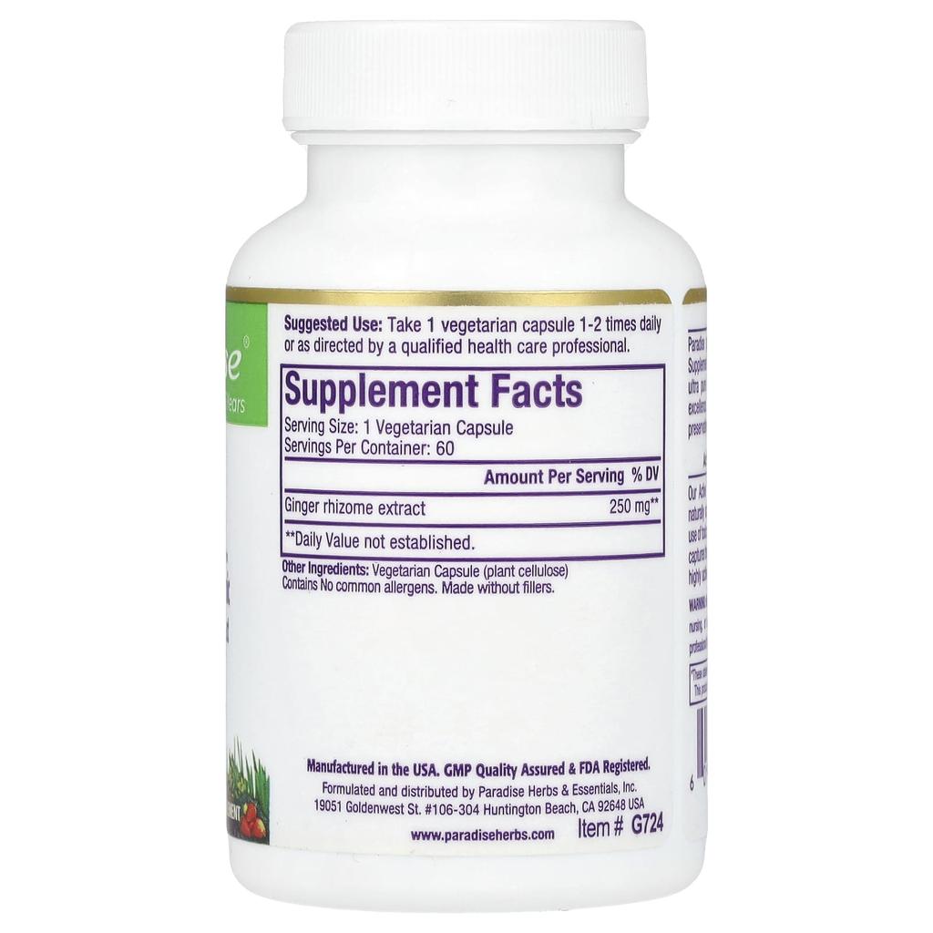 Ingwer, Gemüsekapseln 60 (250mg pro Kapsel)