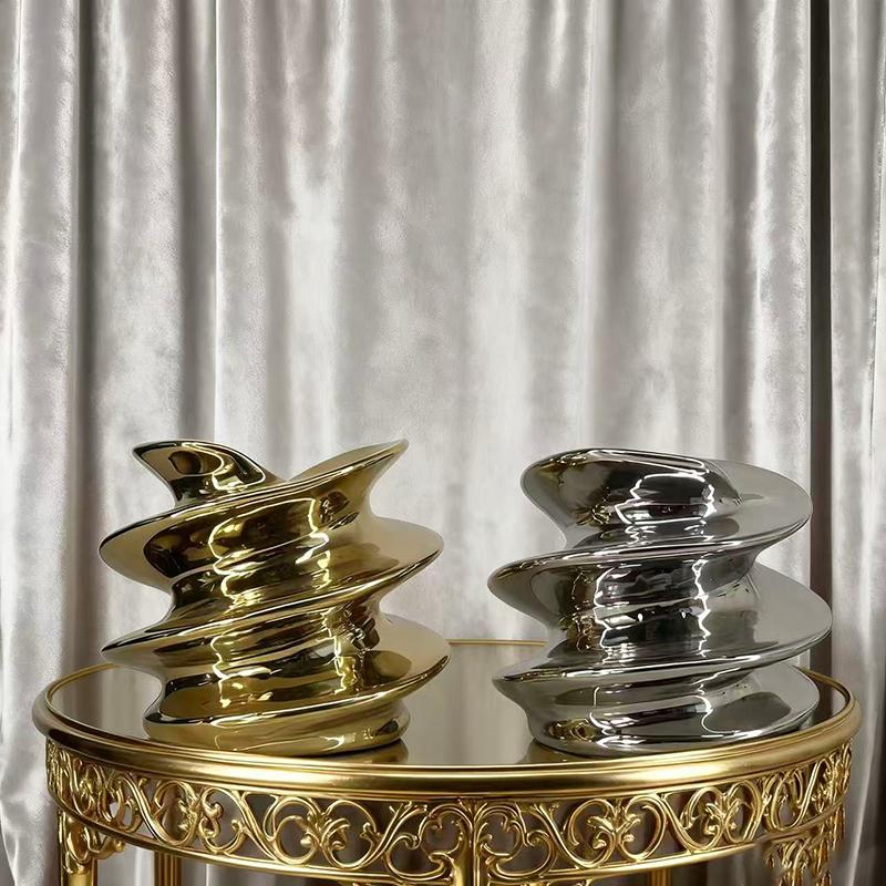 Minimalist Silver Ceramic Vase Flower Pots Table Decoration Flowers Arrangement Floral Vases Modern Home Decor Accessories