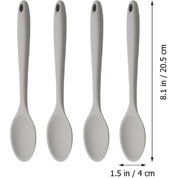 4pcs Silicone Spoon Japanese Ramen Spoons Cake Decoration Soup Scoop Food Serving Spoons Rice Cream Soup Spoons Kitchen Mixing Spoon Concentrate